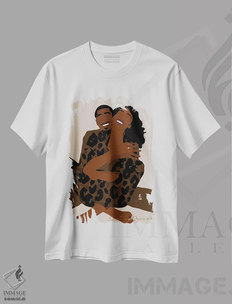 تیشرت سفید طرح دار دوست داشتن تو آسان است، هنر آمریکایی آفریقایی تبار اثر دستینی دارسل | فروشگاه ایماژ