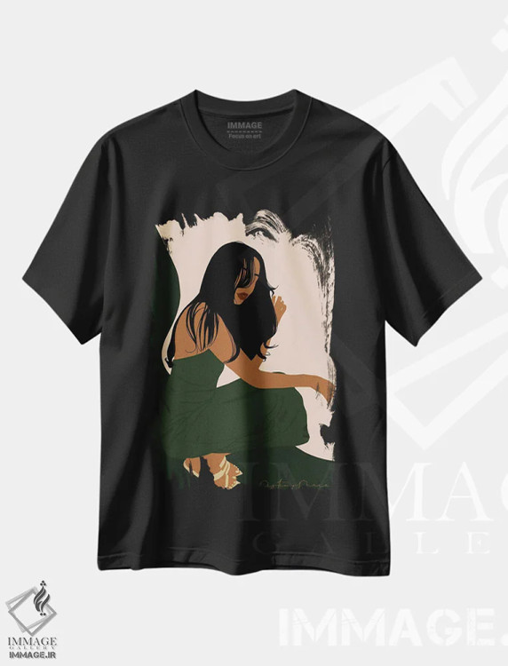 تیشرت مشکی طرح دار لاکسرچی، هنر آمریکایی آفریقایی تبار اثر دستینی دارسل | فروشگاه ایماژ