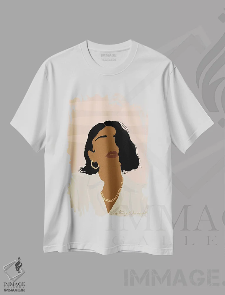 تیشرت سفید طرح دار زمان حال، هنر آمریکایی آفریقایی تبار اثر دستینی دارسل | فروشگاه ایماژ