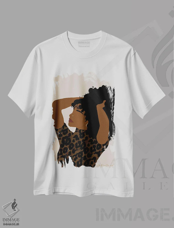 تیشرت سفید طرح دار احساسات دوشنبه، هنر آمریکایی آفریقایی تبار اثر دستینی دارسل | immage.ir