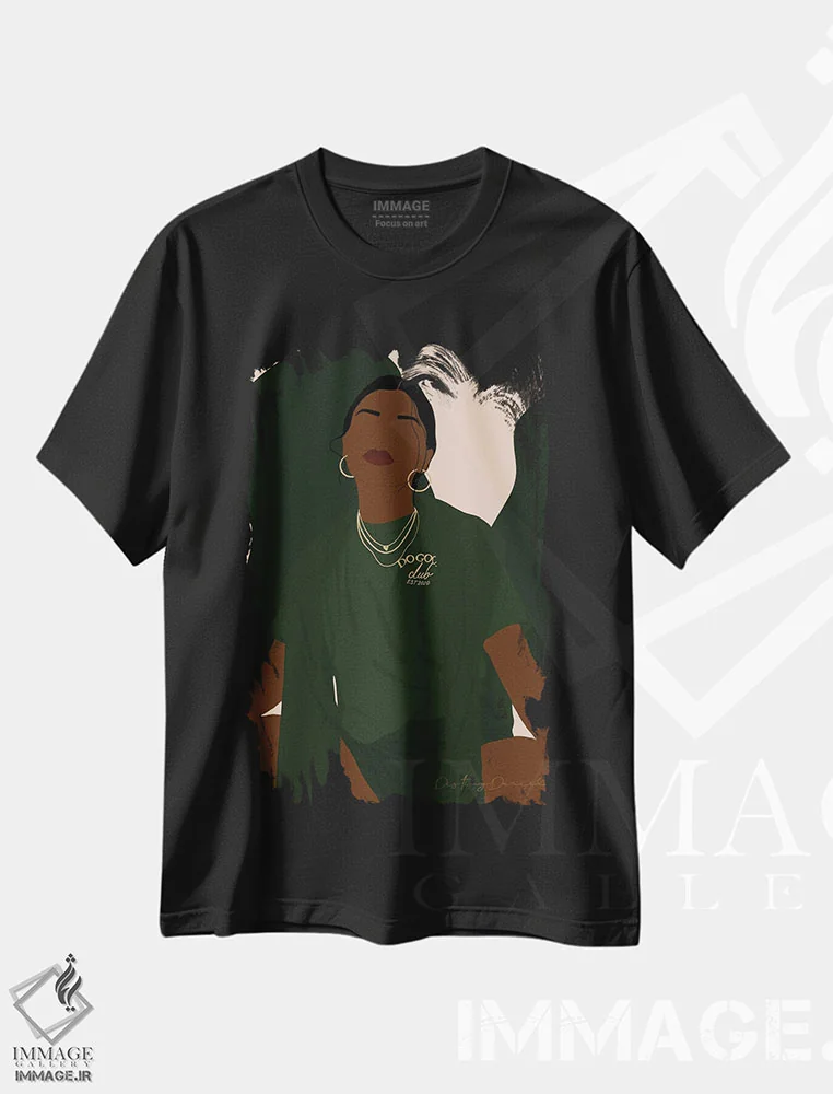 تیشرت مشکی طرح دار کار خوب انجام بده، هنر آمریکایی آفریقایی تبار اثر دستینی دارسل | فروشگاه ایماژ