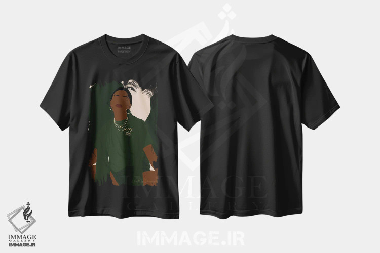 تیشرت مشکی طرح دار کار خوب انجام بده، هنر آمریکایی آفریقایی تبار اثر دستینی دارسل | فروشگاه ایماژ