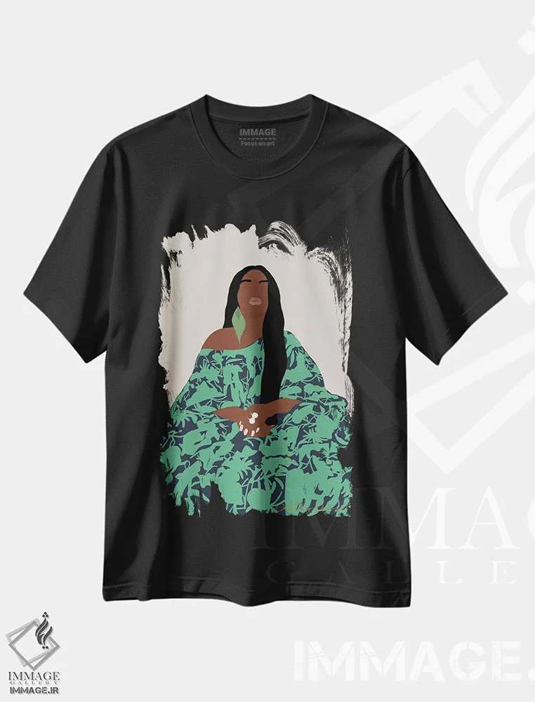 تیشرت مشکی طرح دار سلطنت، هنر آمریکایی آفریقایی تبار اثر دستینی دارسل | immage.ir