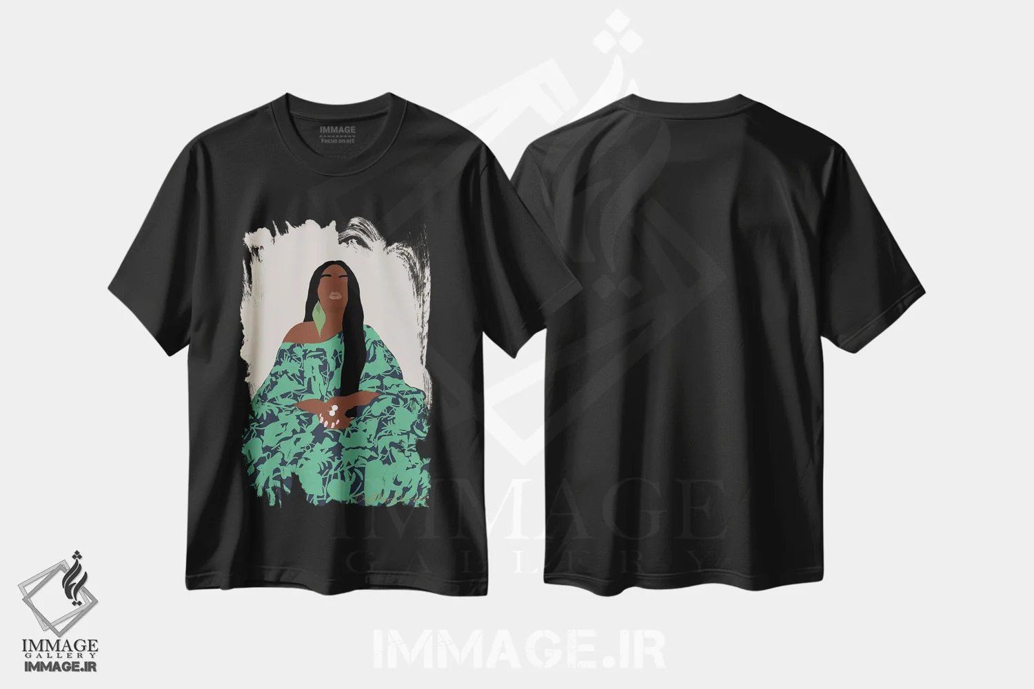 تیشرت مشکی طرح دار سلطنت، هنر آمریکایی آفریقایی تبار اثر دستینی دارسل | immage.ir