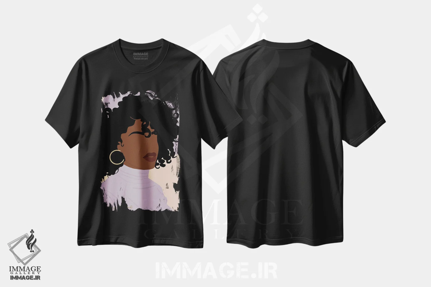 تیشرت مشکی طرح دار روز عالی مو، هنر آمریکایی آفریقایی تبار اثر دستینی دارسل | immage.ir