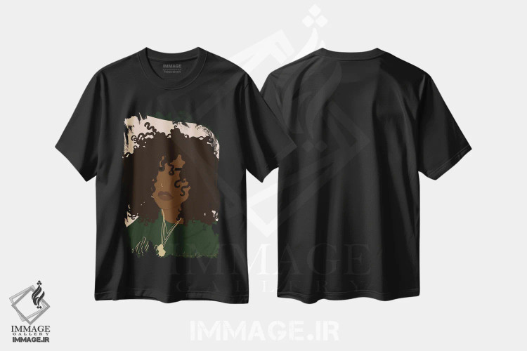 تیشرت مشکی طرح دار حال و هوا، هنر آمریکایی آفریقایی تبار اثر دستینی دارسل | فروشگاه ایماژ