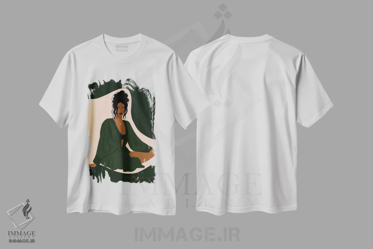 تیشرت سفید طرح دار ردای ابریشمی، هنر آمریکایی آفریقایی تبار اثر دستینی دارسل | فروشگاه ایماژ