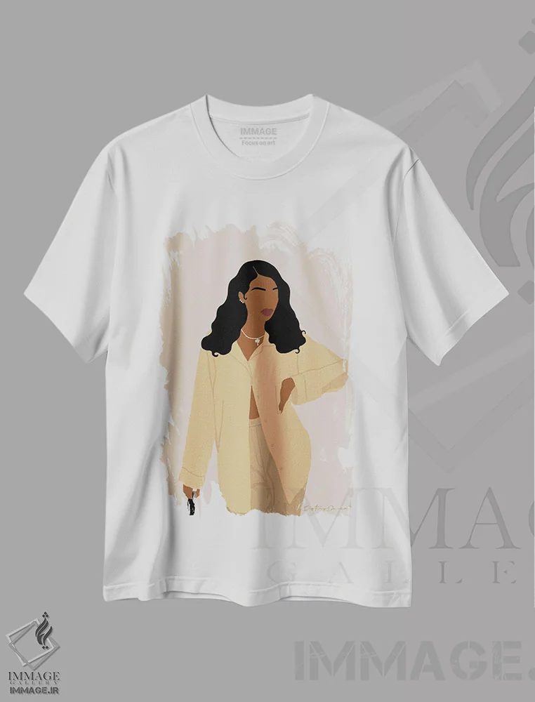 تیشرت سفید طرح دار سپاسگزار، هنر آمریکایی آفریقایی تبار اثر دستینی دارسل | فروشگاه ایماژ