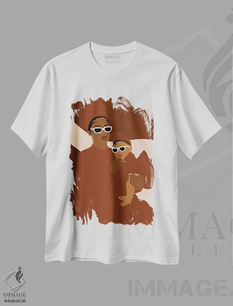 تیشرت سفید طرح دار هماهنگ با مامان، هنر آمریکایی آفریقایی تبار اثر دستینی دارسل | immage.ir