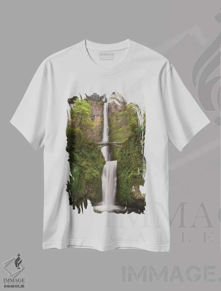 تیشرت سفید طرح دار آبشار ابدی، مدیوم اثر داتلیش | فروشگاه ایماژ