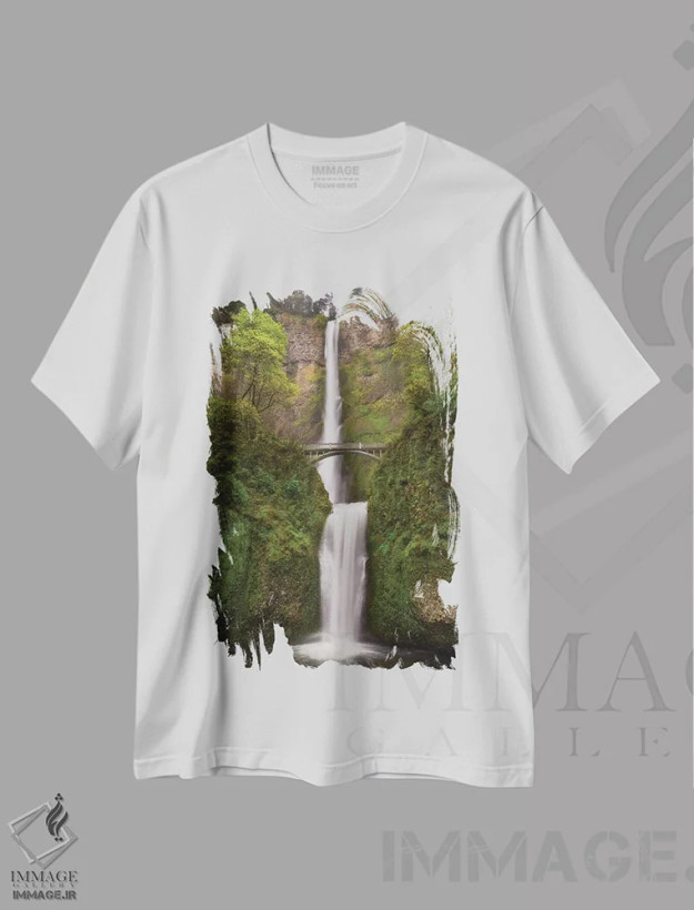 تیشرت سفید طرح دار آبشار ابدی، مدیوم اثر داتلیش | فروشگاه ایماژ