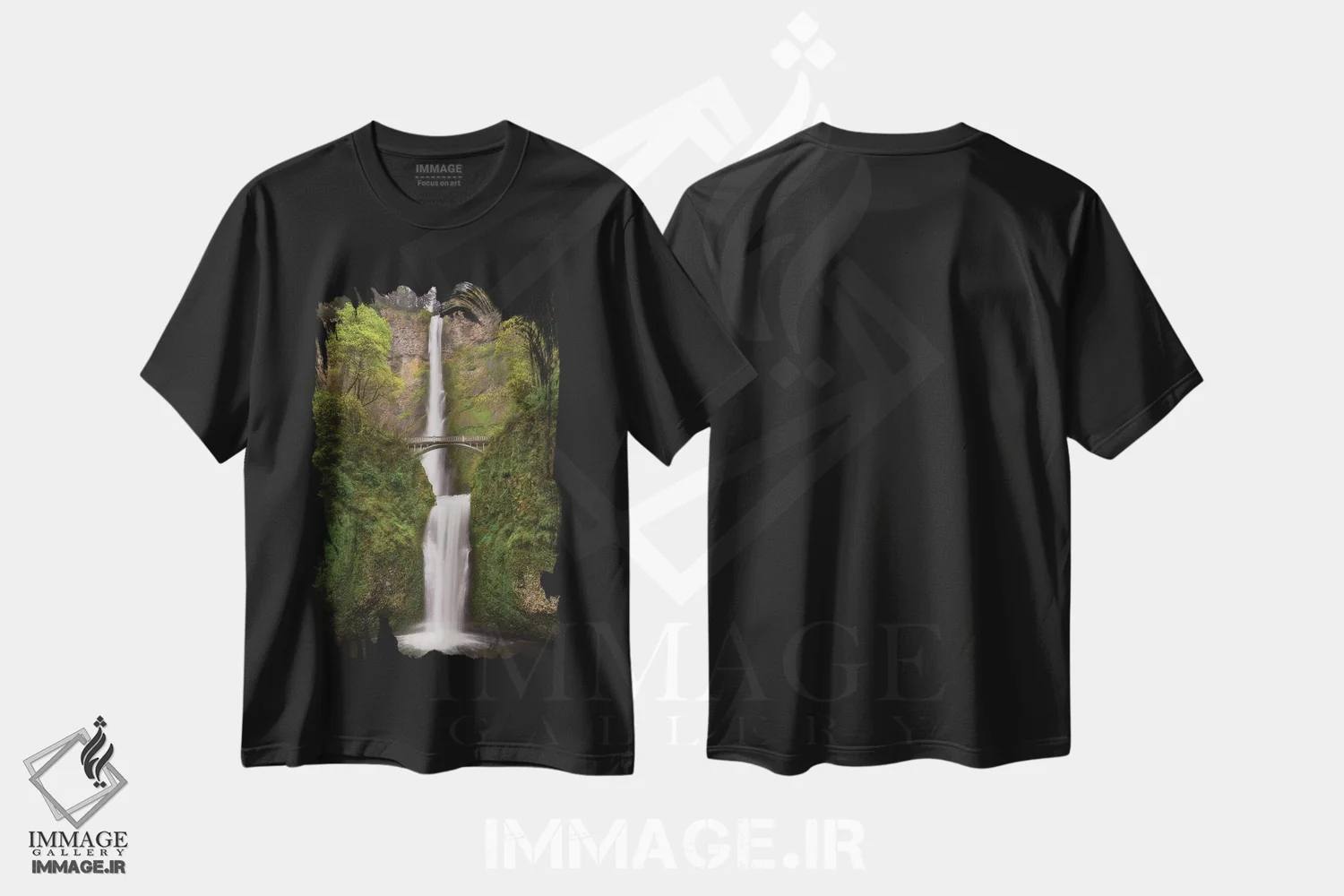 تیشرت مشکی طرح دار آبشار ابدی، مدیوم اثر داتلیش | immage.ir