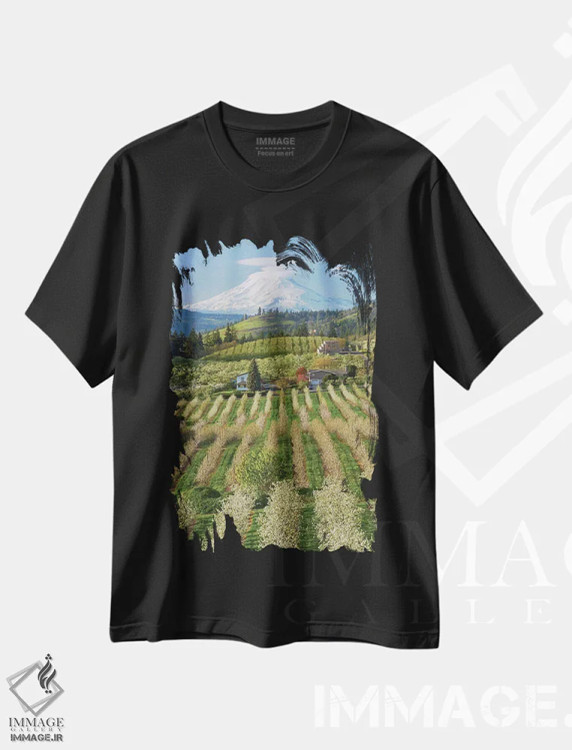 تیشرت مشکی طرح دار باغ شکوفا، مدیوم اثر داتلیش | فروشگاه ایماژ