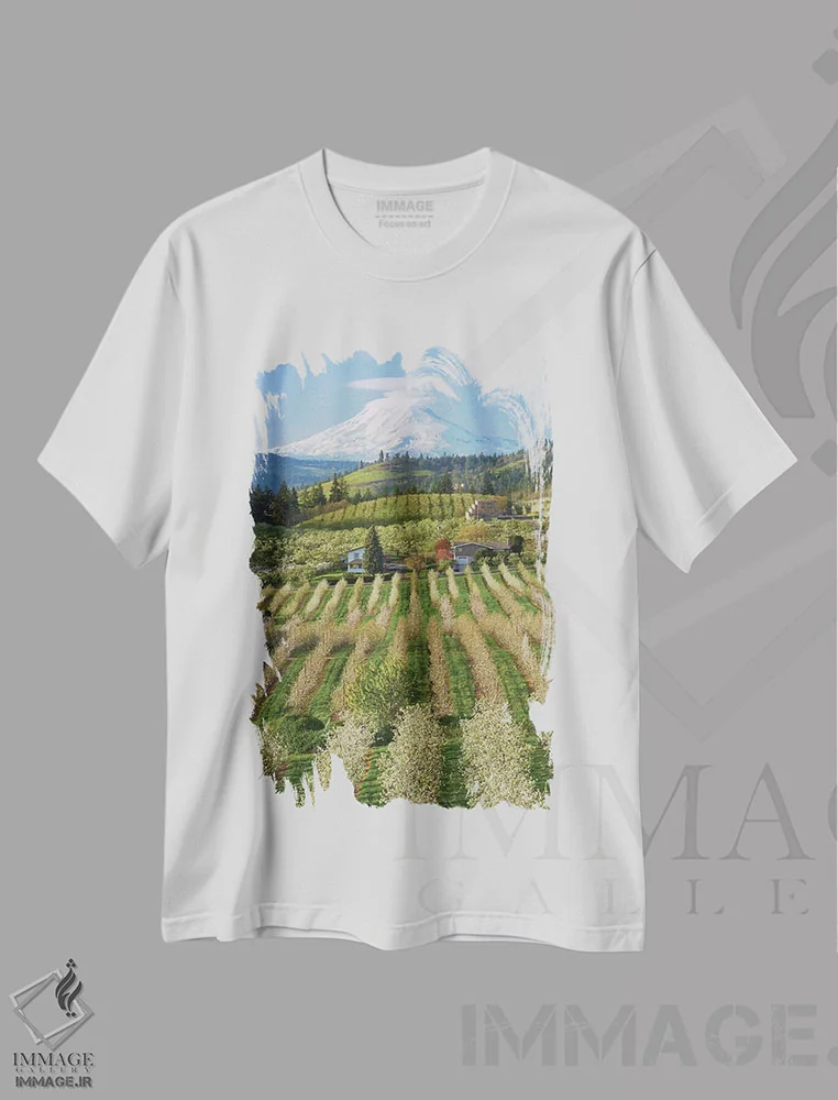 تیشرت سفید طرح دار باغ شکوفا، مدیوم اثر داتلیش | immage.ir