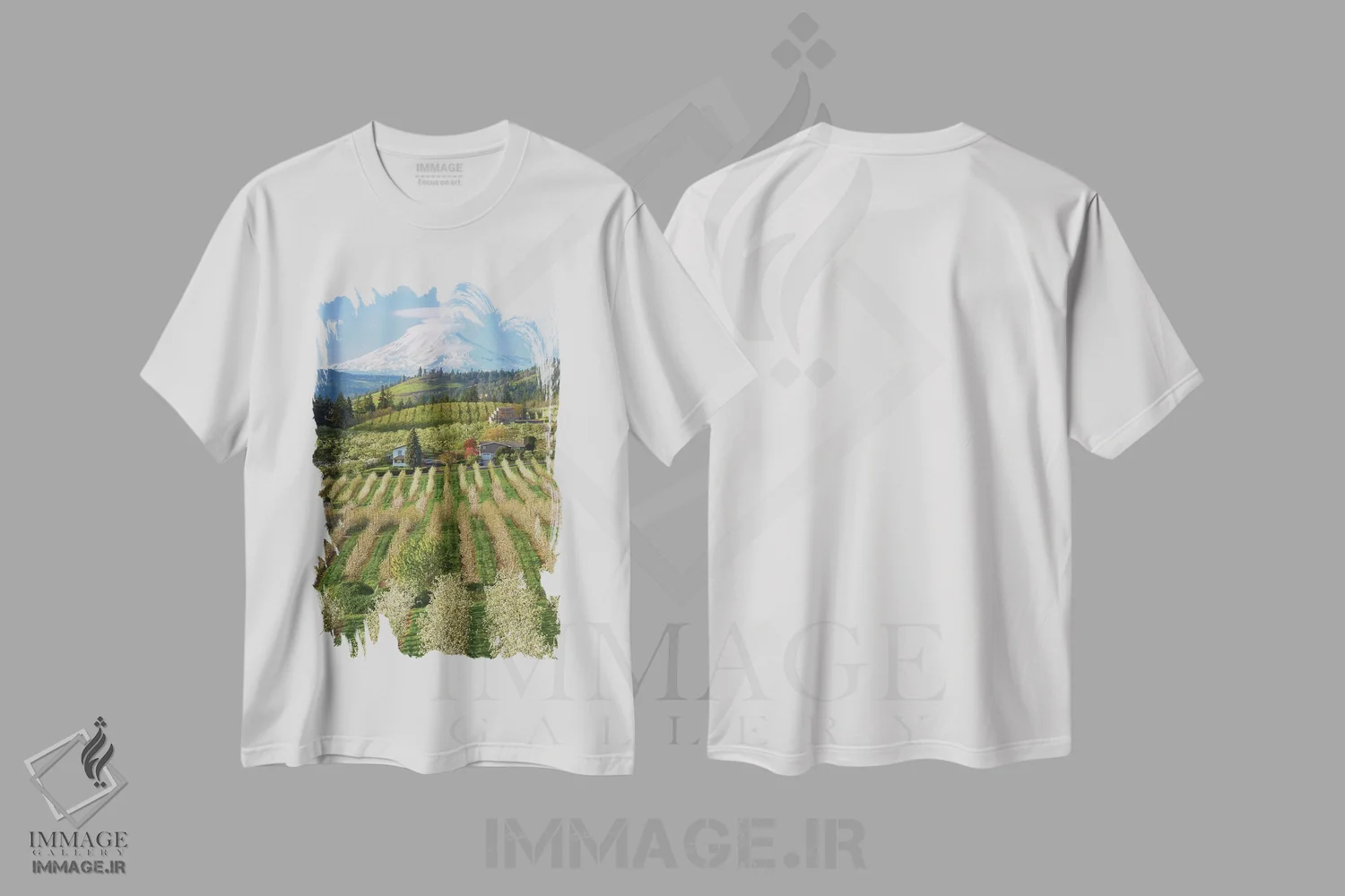 تیشرت سفید طرح دار باغ شکوفا، مدیوم اثر داتلیش | immage.ir