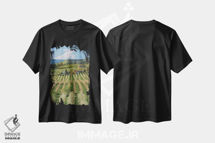 تیشرت مشکی طرح دار باغ شکوفا، مدیوم اثر داتلیش | فروشگاه ایماژ