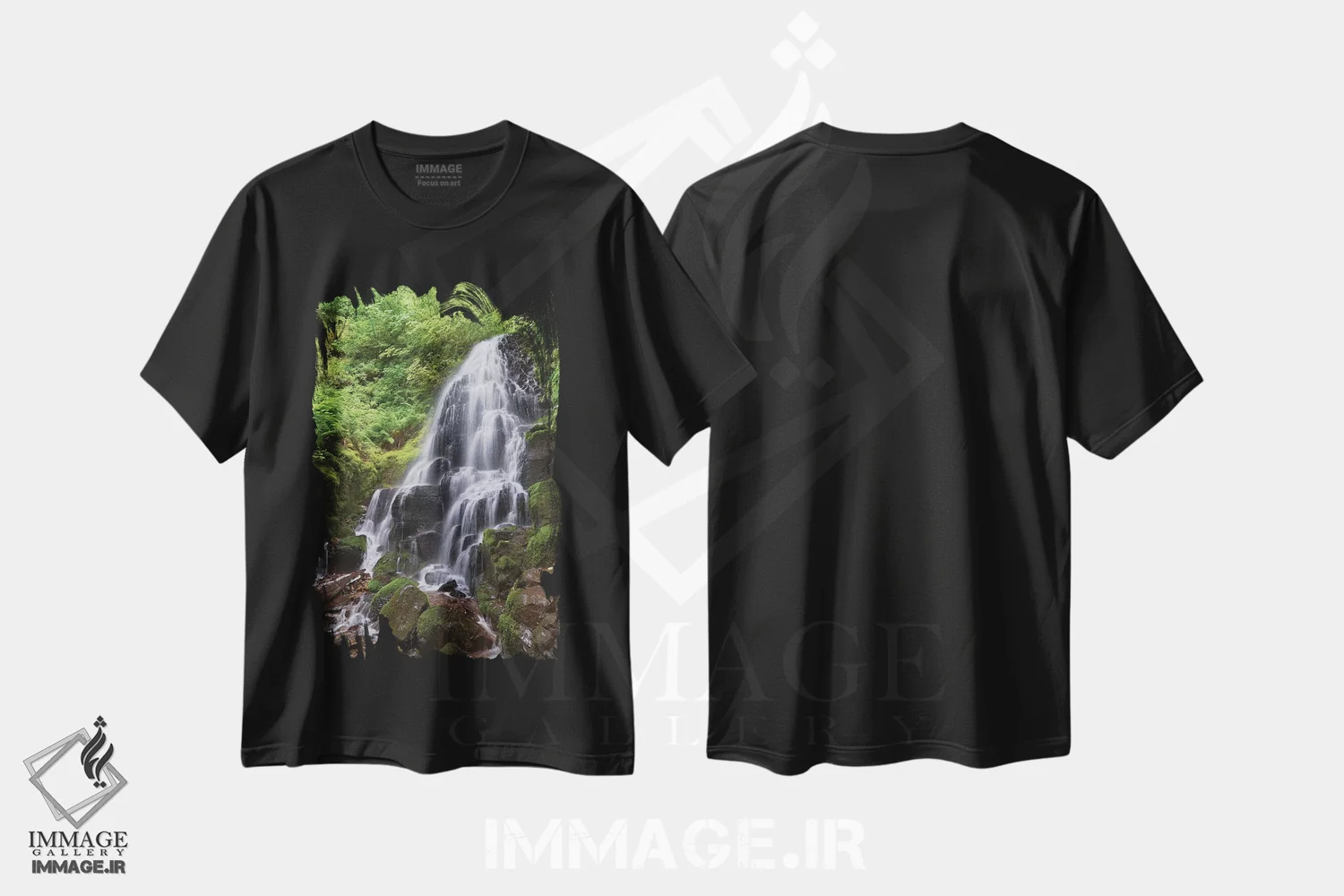تیشرت مشکی طرح دار آبشار مخفی، مدیوم اثر داتلیش | immage.ir
