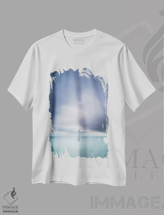 تیشرت سفید طرح دار ایستادگی جزر و مد، مدیوم اثر داتلیش | immage.ir