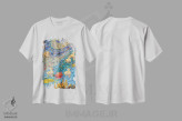 تیشرت سفید طرح دار خانواده قو دو، هنر فاخر معاصر اثر دنا تولفسون | فروشگاه ایماژ