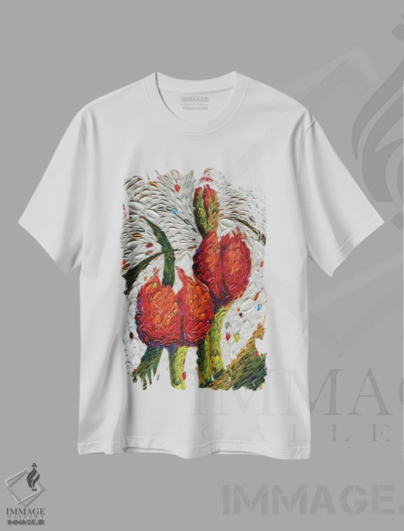 تیشرت سفید طرح دار دستیابی به خورشید یک، هنر فاخر معاصر اثر دنا تولفسون | فروشگاه ایماژ