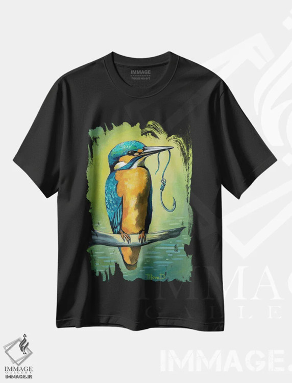 تیشرت مشکی طرح دار آقای ماهی خور باهوش، دکور معاصر اثر دیانا تیتووا | فروشگاه ایماژ