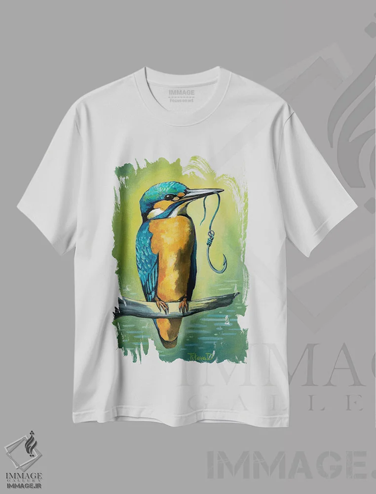 تیشرت سفید طرح دار آقای ماهی خور باهوش، دکور معاصر اثر دیانا تیتووا | immage.ir