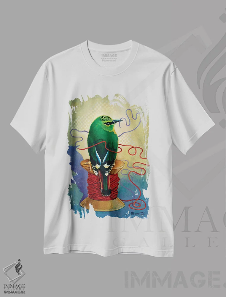 تیشرت سفید طرح دار نخ قرمز، دکور معاصر اثر دیانا تیتووا | immage.ir