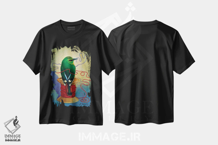 تیشرت مشکی طرح دار نخ قرمز، دکور معاصر اثر دیانا تیتووا | فروشگاه ایماژ