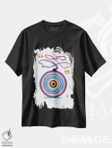 تیشرت مشکی طرح دار چشم کبوتر، آبستره اثر دیانا تیتووا | فروشگاه ایماژ