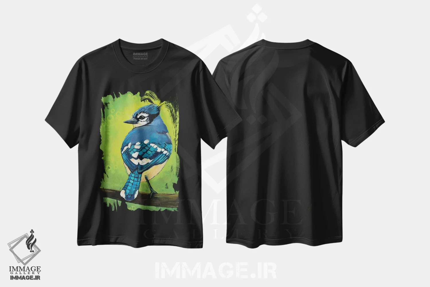 تیشرت مشکی طرح دار آقای بلو جی بازیگوش، هنر فاخر معاصر اثر دیانا تیتووا | immage.ir