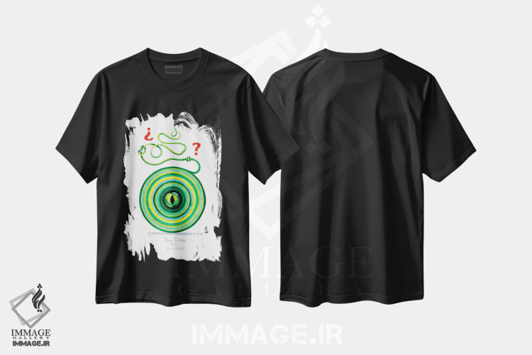 تیشرت مشکی طرح دار چشم مار، آبستره اثر دیانا تیتووا | immage.ir