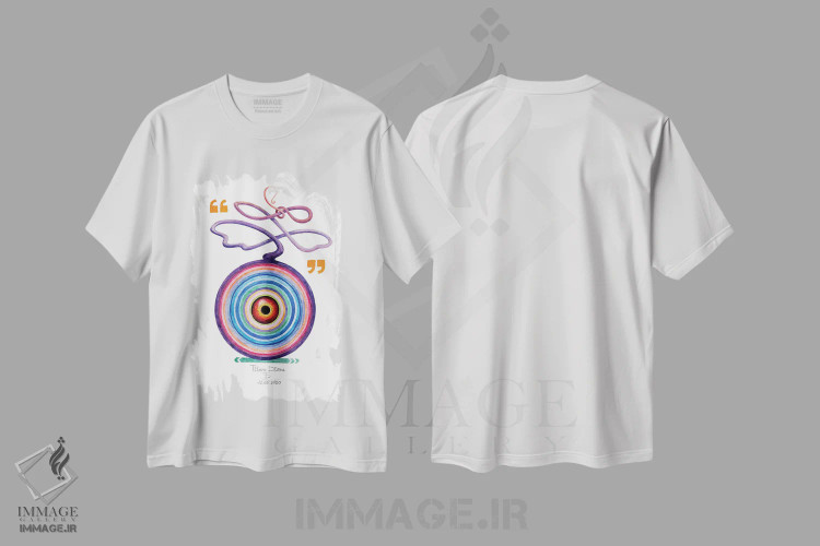 تیشرت سفید طرح دار چشم کبوتر، آبستره اثر دیانا تیتووا | immage.ir