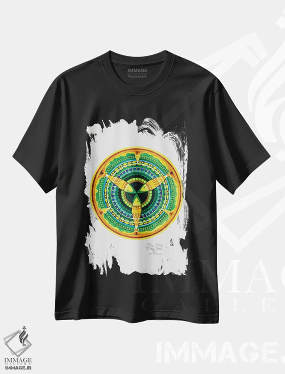 تیشرت مشکی طرح دار جینکوی ماهی دار یک، آبستره اثر دیانا تیتووا | فروشگاه ایماژ