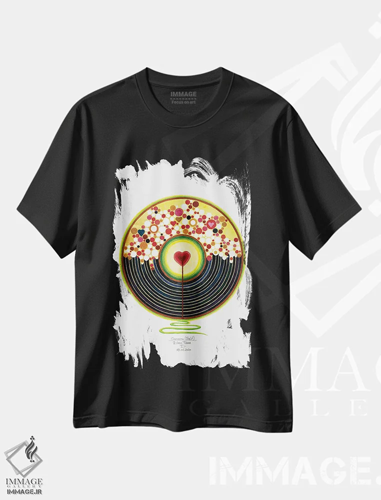 تیشرت مشکی طرح دار خود یک، آبستره اثر دیانا تیتووا | فروشگاه ایماژ