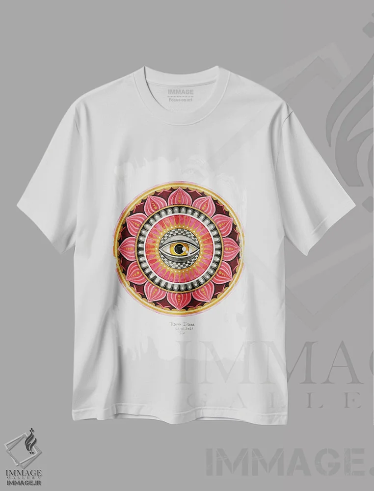 تیشرت سفید طرح دار چشم قرمز، آبستره اثر دیانا تیتووا | immage.ir