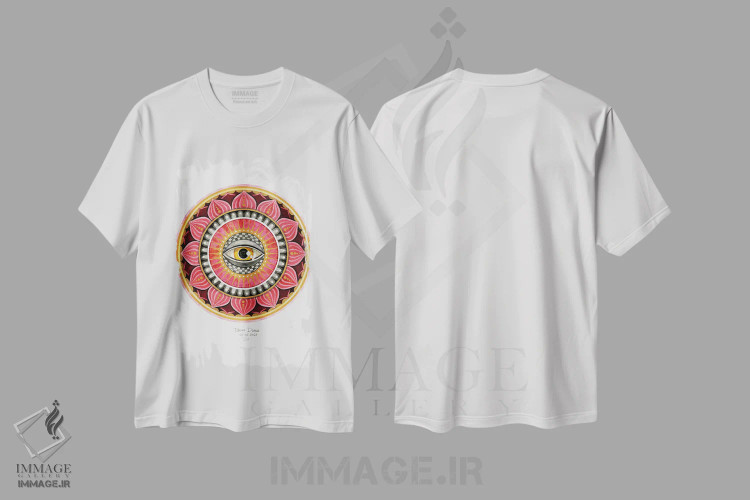تیشرت سفید طرح دار چشم قرمز، آبستره اثر دیانا تیتووا | immage.ir