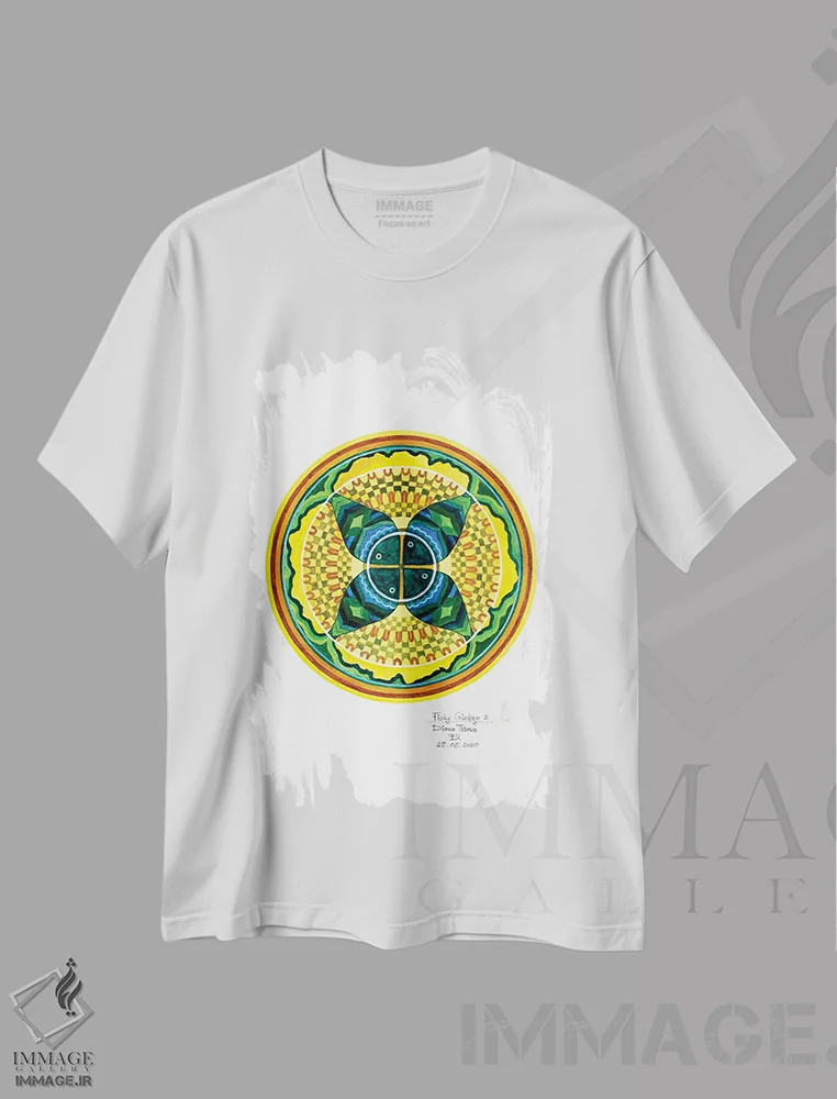 تیشرت سفید طرح دار جینکوی ماهی دار دو، آبستره اثر دیانا تیتووا | immage.ir