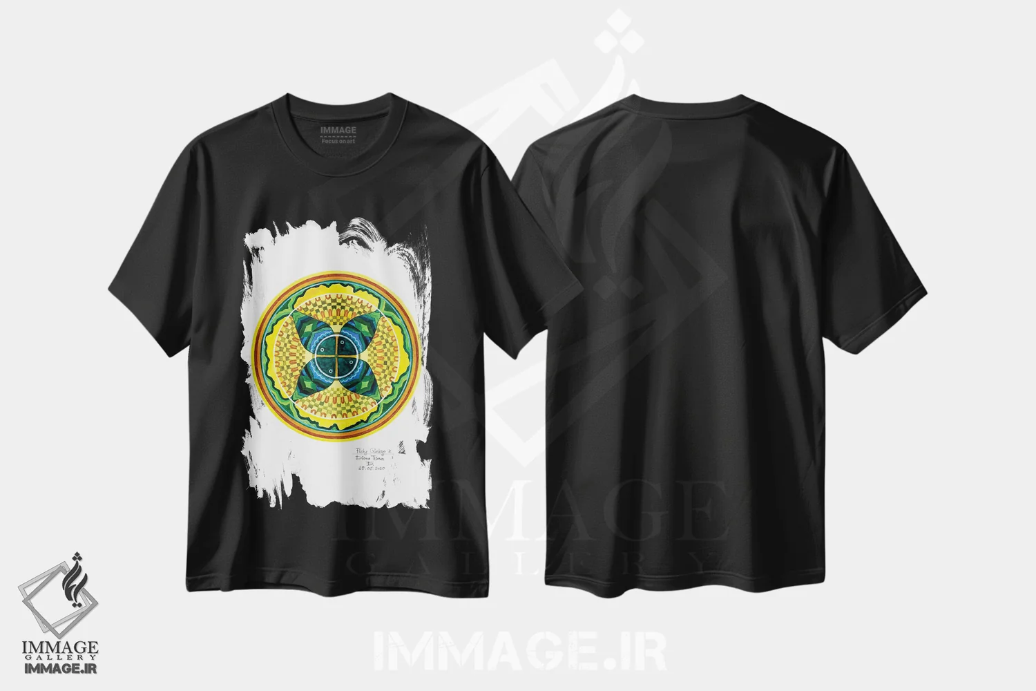 تیشرت مشکی طرح دار جینکوی ماهی دار دو، آبستره اثر دیانا تیتووا | فروشگاه ایماژ