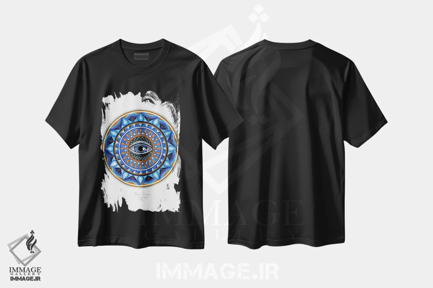 تیشرت مشکی طرح دار چشم یاقوت کبود، آبستره اثر دیانا تیتووا | immage.ir