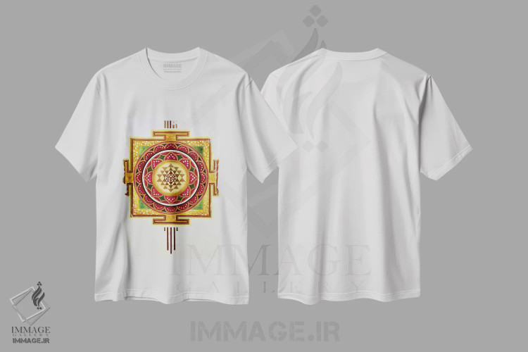 تیشرت سفید طرح دار شری یانترا لوتوس، مدیوم اثر دیانا تیتووا | فروشگاه ایماژ