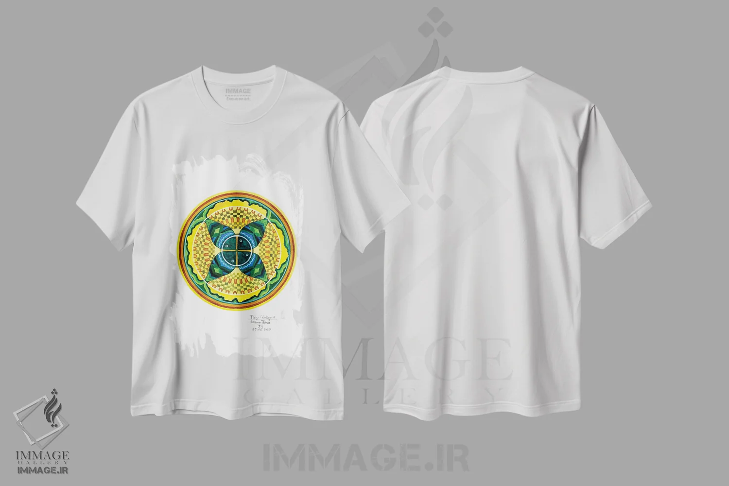 تیشرت سفید طرح دار جینکوی ماهی دار دو، آبستره اثر دیانا تیتووا | immage.ir