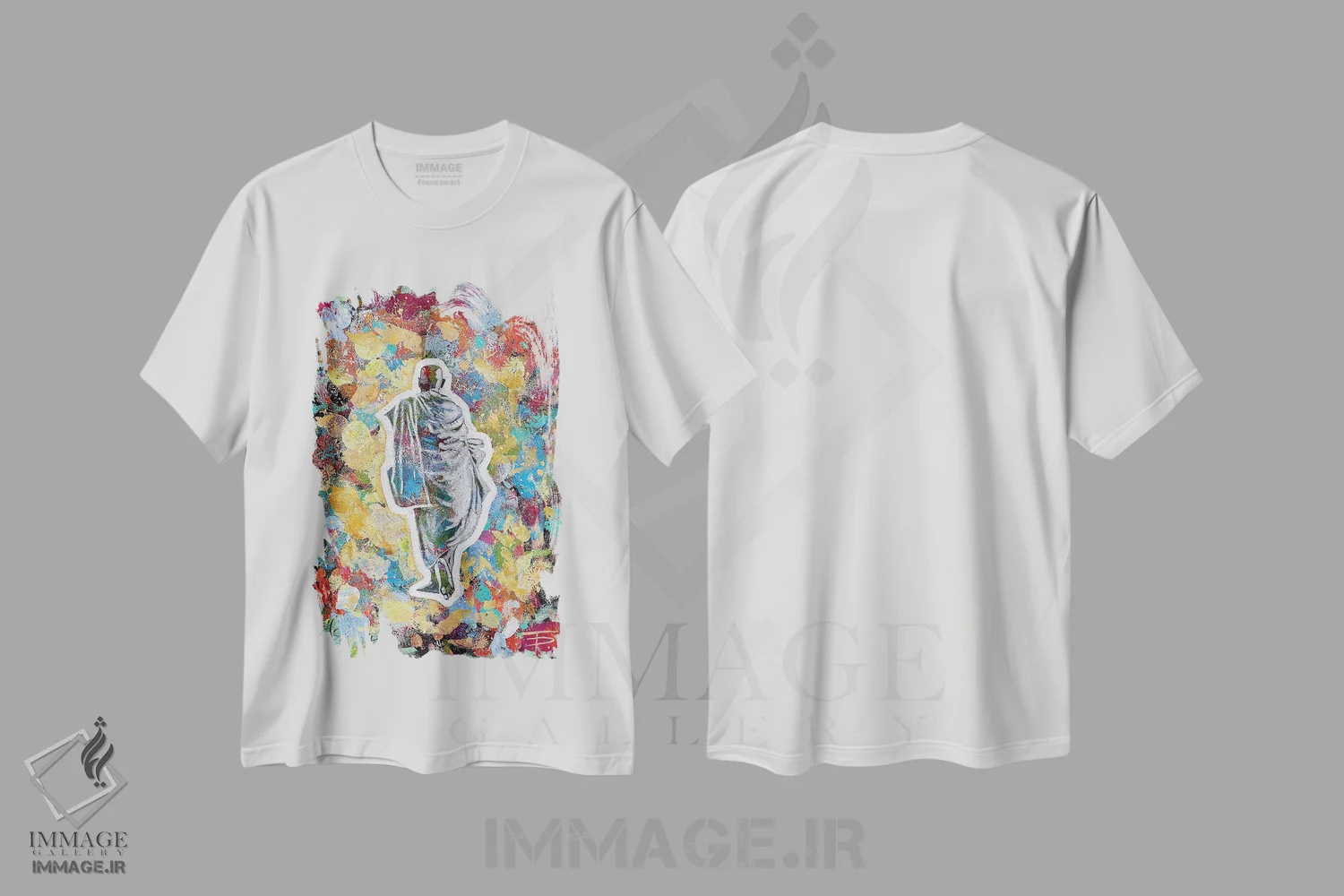 تیشرت سفید طرح دار راهب بودایی یک، مدیوم اثر دیانا تیتووا | فروشگاه ایماژ