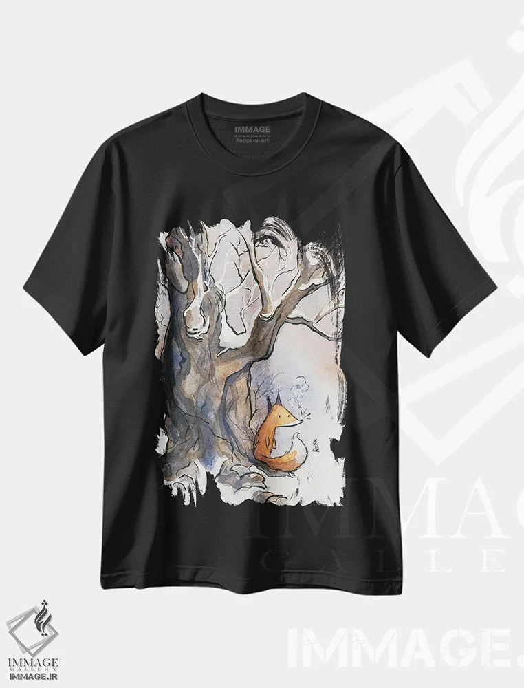 تیشرت مشکی طرح دار دم روباه، مدیوم اثر دن تاویس | immage.ir