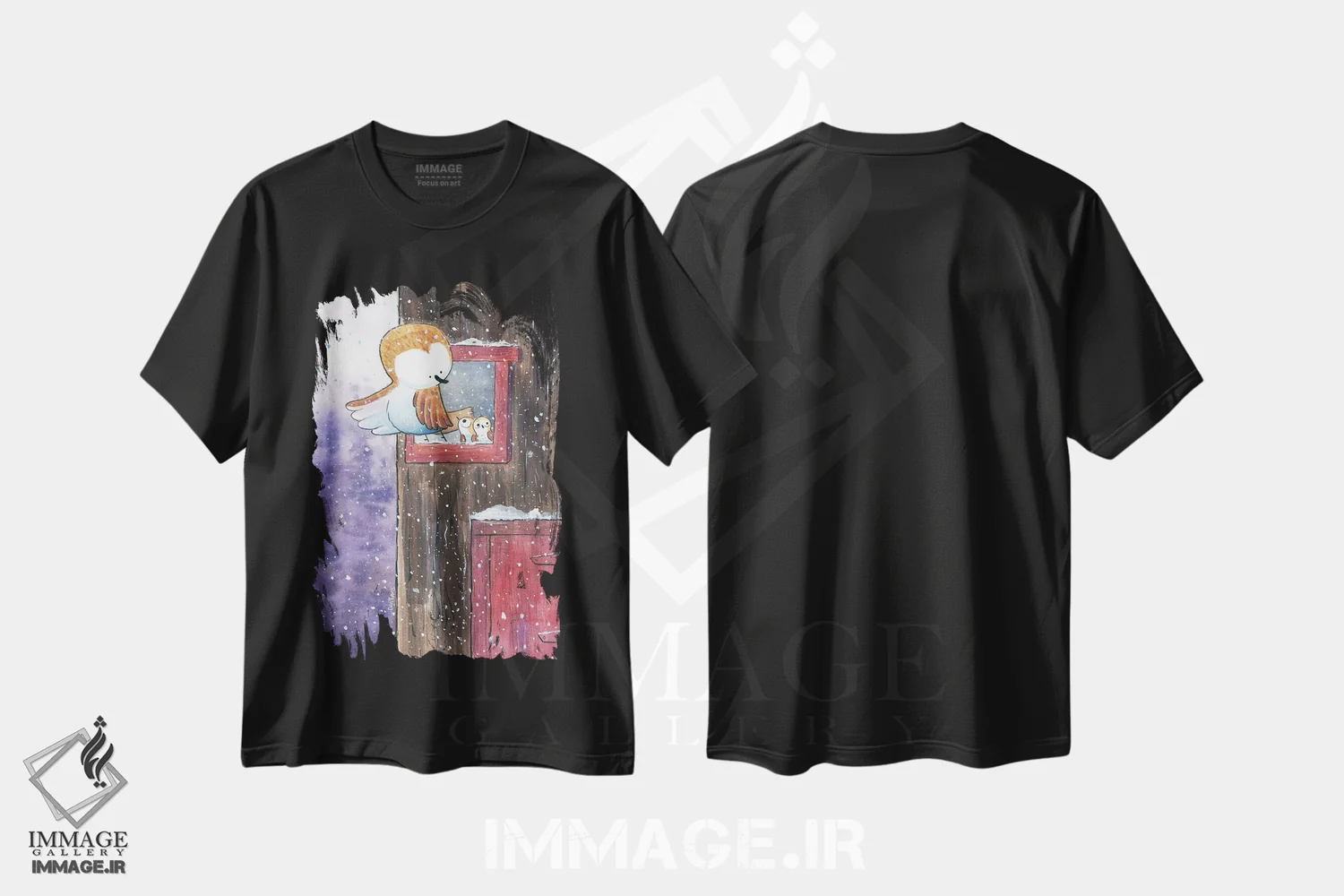 تیشرت مشکی طرح دار اولین زمستان، مدیوم اثر دن تاویس | فروشگاه ایماژ