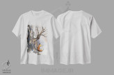 تیشرت سفید طرح دار دم روباه، مدیوم اثر دن تاویس | فروشگاه ایماژ