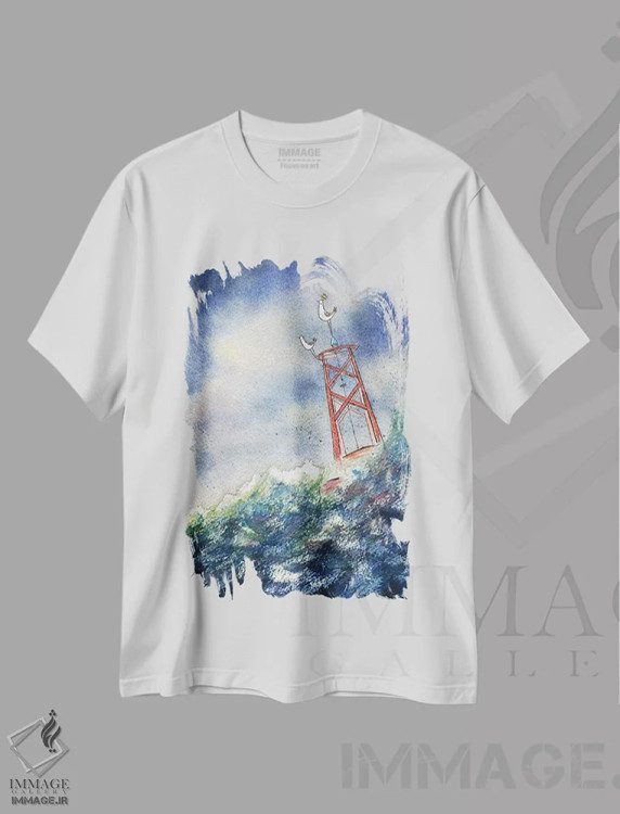 تیشرت سفید طرح دار پادشاه دریا، دکور معاصر اثر دن تاویس | immage.ir