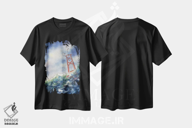 تیشرت مشکی طرح دار پادشاه دریا، دکور معاصر اثر دن تاویس | فروشگاه ایماژ