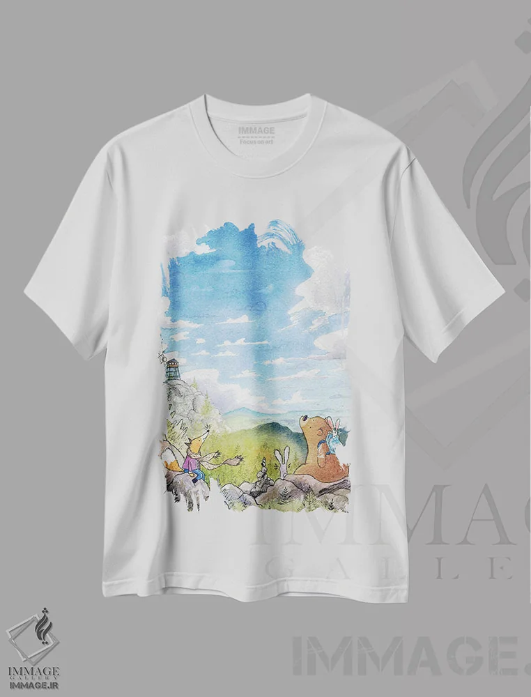 تیشرت سفید طرح دار کوه کیرزرج، دکور معاصر اثر دن تاویس | immage.ir