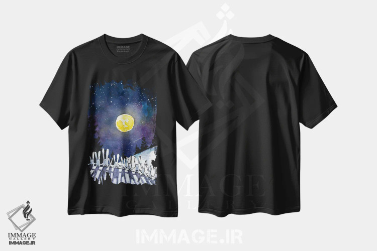 تیشرت مشکی طرح دار خرگوش های شب مهتابی، دکور معاصر اثر دن تاویس | immage.ir