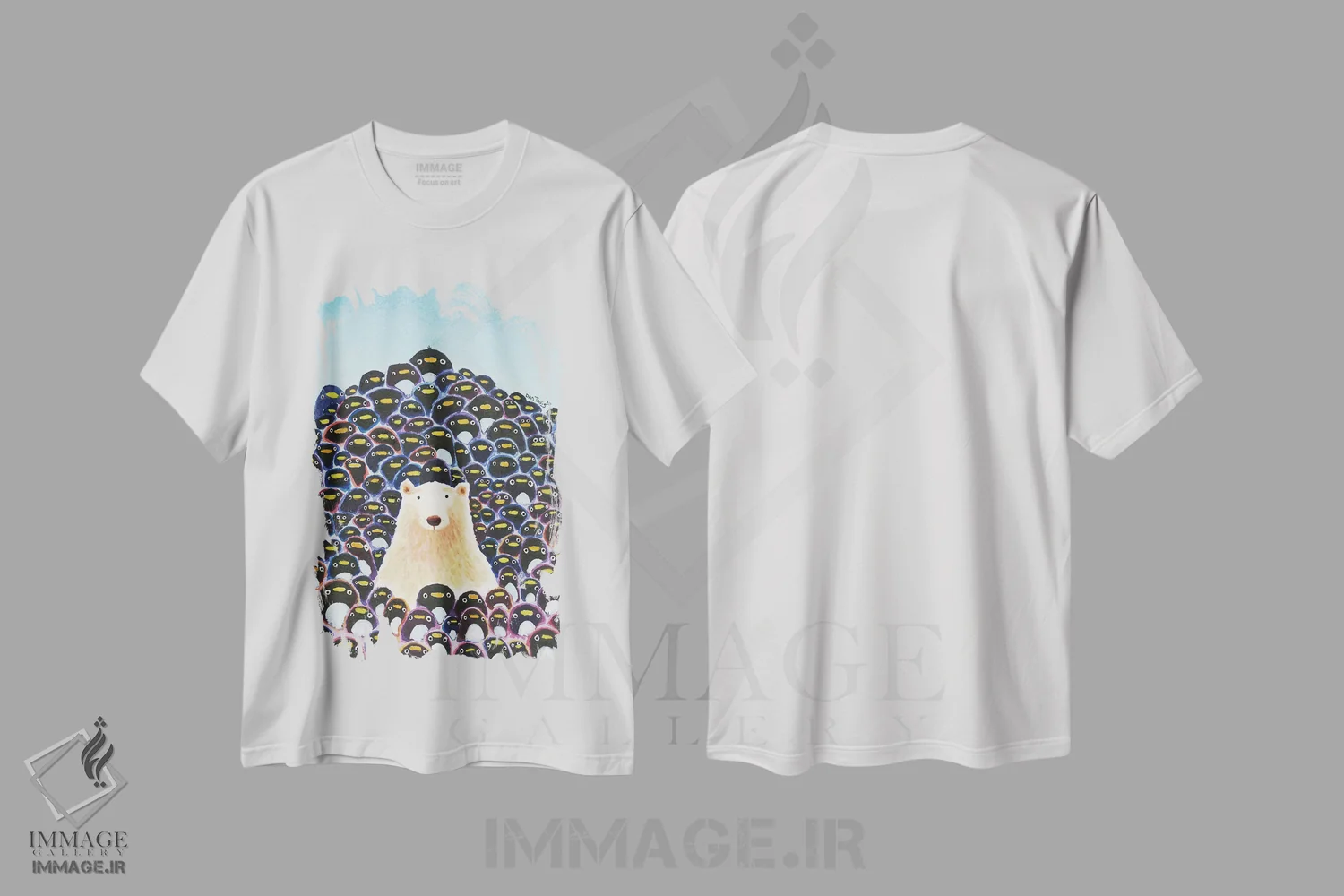 تیشرت سفید طرح دار خرس قطبی و پنگوئن ها، دکور معاصر اثر دن تاویس | immage.ir